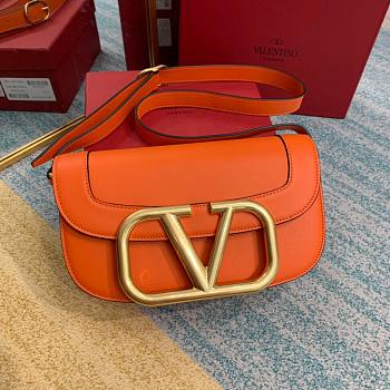 Valentino Supervee crossbody calfskin bag in orange 26.5cm
