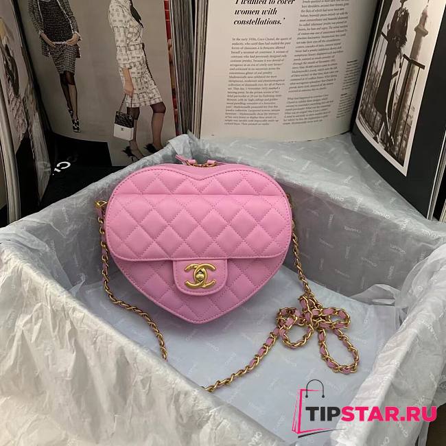 Chanel Heart-shaped flap bags in pink AS2060 20cm - 1