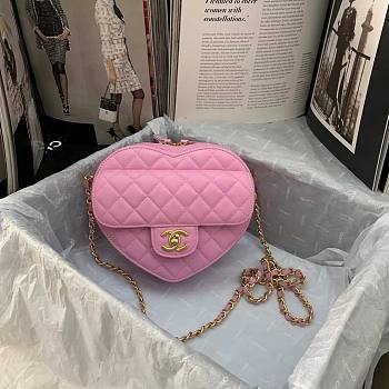 Chanel Heart-shaped flap bags in pink AS2060 20cm