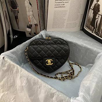Chanel Heart-shaped flap bags in black AS2060 20cm