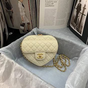 Chanel Heart-shaped flap bags in white AS2060 20cm