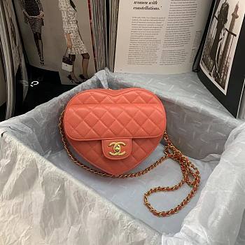 Chanel Heart-shaped flap bags in orange pink AS2060 20cm