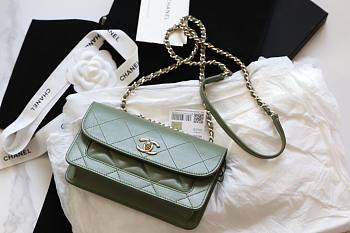 Chanel Flap bag soft lambskin in moss color 20cm