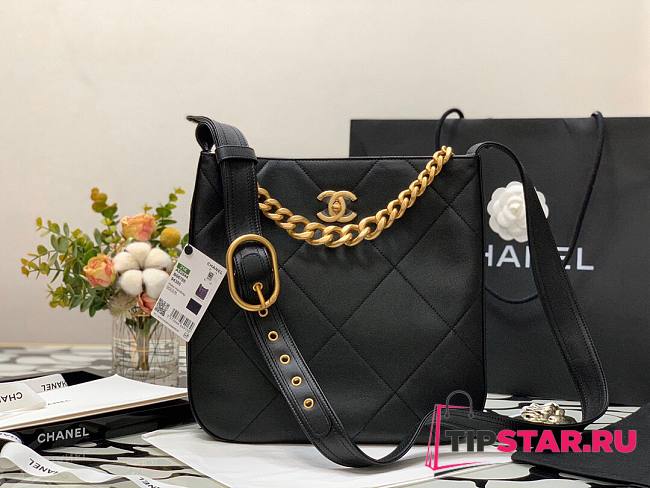 Chanel Hippie shoulder bucket bag in black 29cm - 1