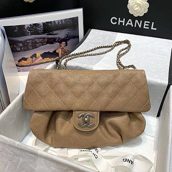 Chanel Flap bag vintage grained calfskin in dark beige 30cm
