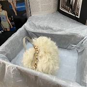 Chanel mini Flap bag shearling lambskin in white AS2885 15cm - 5