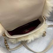 Chanel mini Flap bag shearling lambskin in white AS2885 15cm - 4