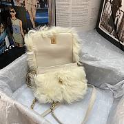 Chanel mini Flap bag shearling lambskin in white AS2885 15cm - 3