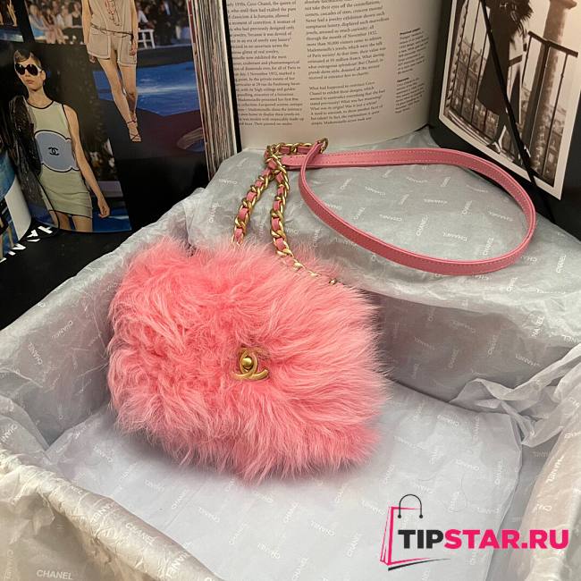 Chanel mini Flap bag shearling lambskin in pink AS2885 15cm - 1