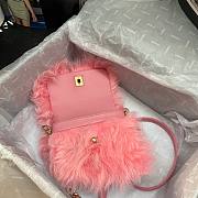 Chanel mini Flap bag shearling lambskin in pink AS2885 15cm - 2