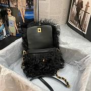 Chanel mini Flap bag shearling lambskin in black AS2885 15cm - 5
