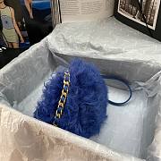 Chanel mini Flap bag shearling lambskin in blue AS2885 15cm - 6