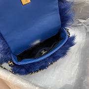 Chanel mini Flap bag shearling lambskin in blue AS2885 15cm - 5