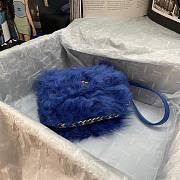 Chanel mini Flap bag shearling lambskin in blue AS2885 15cm - 4
