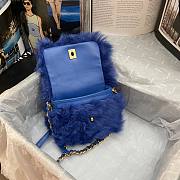 Chanel mini Flap bag shearling lambskin in blue AS2885 15cm - 3