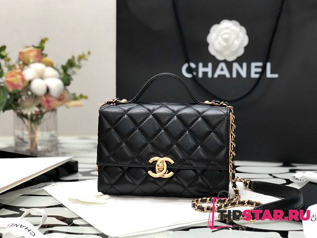 Chanel mini Flap bag lambskin & gold metal 17cm - 1