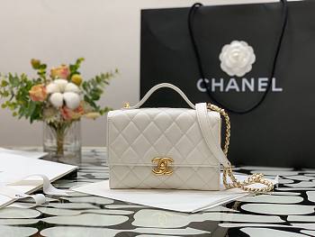 Chanel Mini Flap Bag Lambskin & Gold Metal In White 17cm