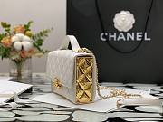 Chanel Mini Flap Bag Lambskin & Gold Metal In White 17cm - 5