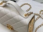 Chanel Mini Flap Bag Lambskin & Gold Metal In White 17cm - 3