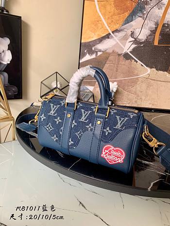 LV Keepall XS other leathers in blue M81011 20cm