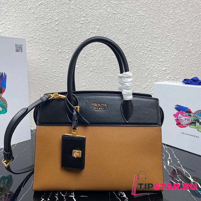 Prada Saffiano leather tote bag in yellow 1BA046 30cm - 1
