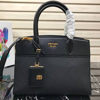 Prada Saffiano leather tote bag in black 1BA046 30cm