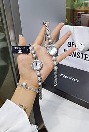 Chanel watches with silver bracelet pearl and diamonds - 6