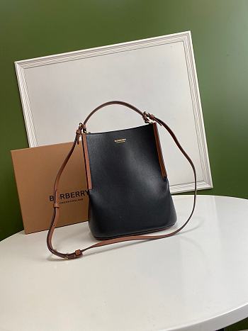 Burberry small Bucket bag black leather 21cm