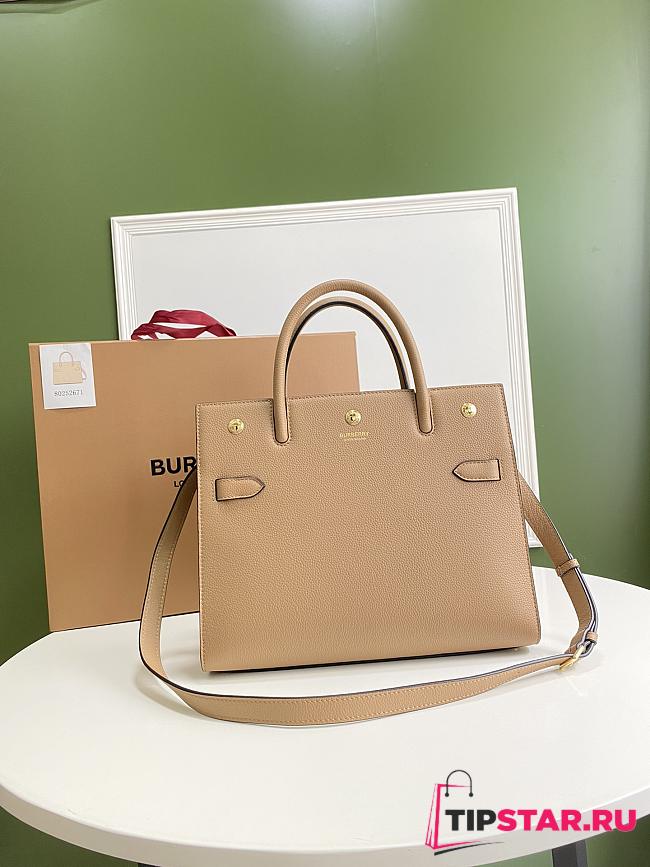 Burberry small Title bag leather two-handle in beige 32cm - 1