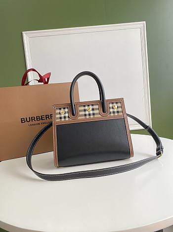 Burberry mini Title bag small leather and vintage check two-handle 26cm
