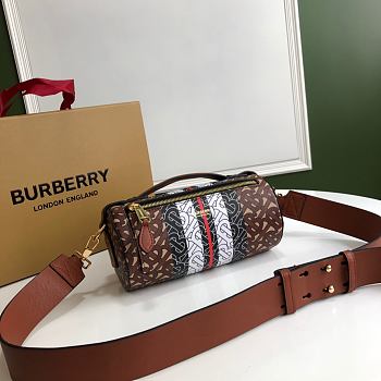 Burberry Barrel bag the monogram stripe e-canvas and leather 21cm