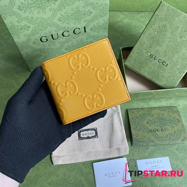 Gucci GG embossed wallet in yellow leather 625562 12cm - 1