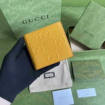 Gucci GG embossed wallet in yellow leather 625562 12cm