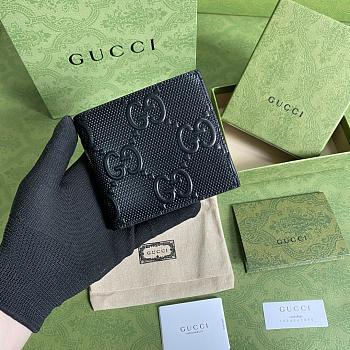 Gucci GG embossed wallet in black leather 625562 12cm