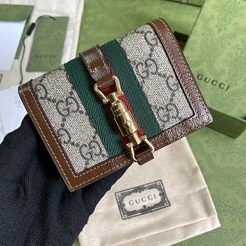 Gucci Jackie 1961 card case wallet in beige & ebony 645536 11cm