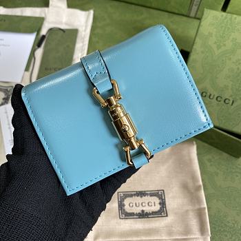 Gucci Jackie 1961 card case wallet in blue 645536 11cm