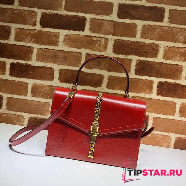 Gucci Sylvie 1969 small top handle bag in red leather 602781 26cm - 1