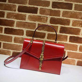 Gucci Sylvie 1969 small top handle bag in red leather 602781 26cm