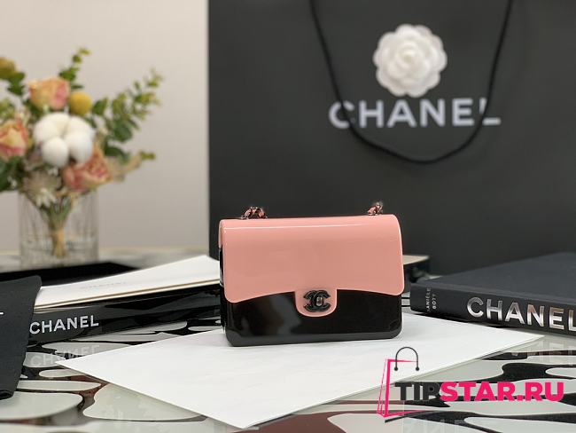 Chanel Mini evening pink bag plexi & black metal AS2534 12cm - 1
