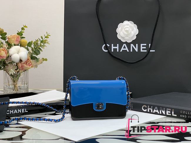 Chanel Mini evening blue bag plexi & black metal AS2534 12cm - 1