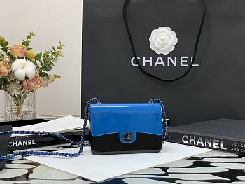 Chanel Mini evening blue bag plexi & black metal AS2534 12cm