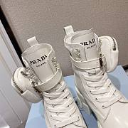 Prada Monolith brushed leather and nylon booties white - 4