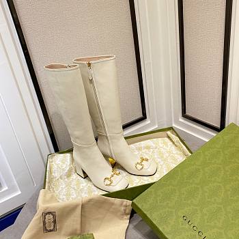 Gucci knee-high boot with horsebit white