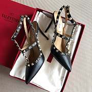 Valentino Rockstud grainy calfskin ankle strap pump 100 mm in black - 5