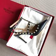 Valentino Rockstud grainy calfskin ankle strap pump 100 mm in black - 3