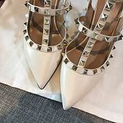 Valentino Rockstud grainy calfskin ankle strap pump 100 mm in white - 6