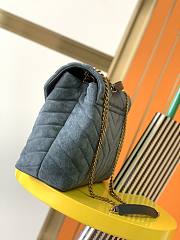 YSL LouLou medium bag in Y-quilted suede blue 32cm - 5