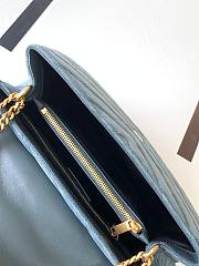 YSL LouLou medium bag in Y-quilted suede blue 32cm - 3