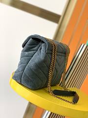 YSL LouLou small bag in Y-quilted suede blue 25cm - 6