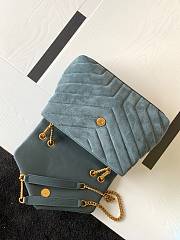 YSL LouLou small bag in Y-quilted suede blue 25cm - 4